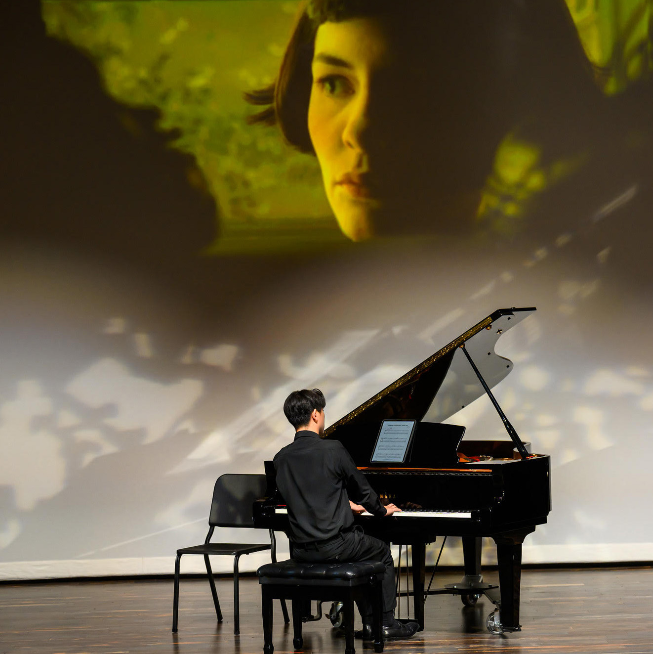 Recital Hall - piano with overhead images